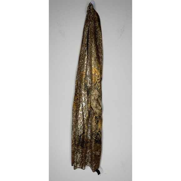 Wrap Accessories - Tiger Stripe Chiffon Leopard Neck Wrap Scarf Womans Beautiful Sheer 13"W X 60"L